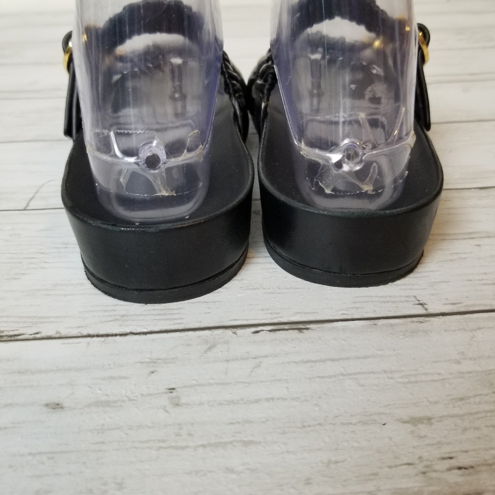 Stuart Weitzman Shalene Leather Black Ruched Strap Slide Sandals - Picture 6 of 11